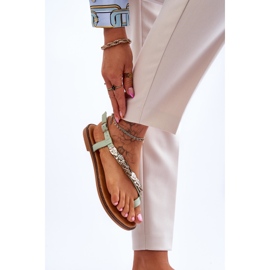 Damskie Sandały Z Ozdobami Na Pasku Zielone Alamis 2