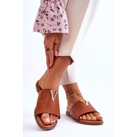 FJ1 Damskie Klasyczne Klapki Z Ozdobą Camel Bertha brązowe 2