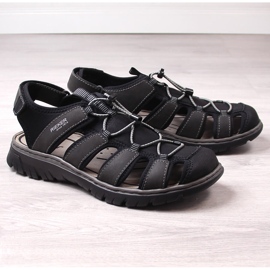 Sandały komfortowe męskie zabudowane czarne Rieker 26770-00 2