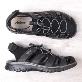 Sandały komfortowe męskie zabudowane czarne Rieker 26770-00 3