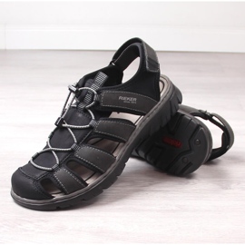 Sandały komfortowe męskie zabudowane czarne Rieker 26770-00 4