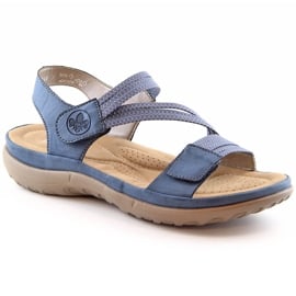 Komfortowe sandały damskie na rzepy niebieskie Rieker 64870-14 6