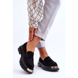 Klasyczne Zamszowe Mokasyny Z Ozdobą Czarne Monaro 2