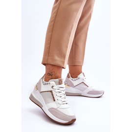 Damskie Sneakersy Na Koturnie Białe Chevre 2