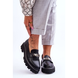 Skórzane Mokasyny Z Ozdobą Na Platformie Czarne Glory 1