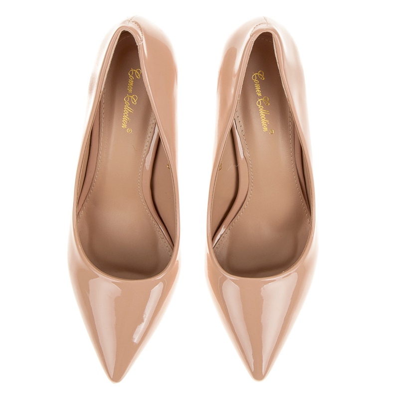 Comer Stylowe lakierowane szpilki brązowe 1