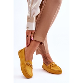 FJ1 Zamszowe Mokasyny Z Ozdobą Żółte Eleina 2
