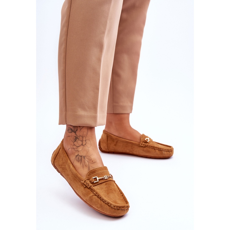 Zamszowe Mokasyny Z Ozdobą Brązowe Eleina 2