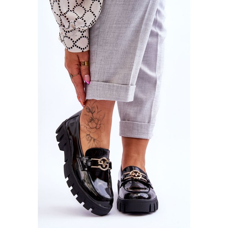 Vinceza Lakierowane Damskie Mokasyny Czarne Sanvi 1
