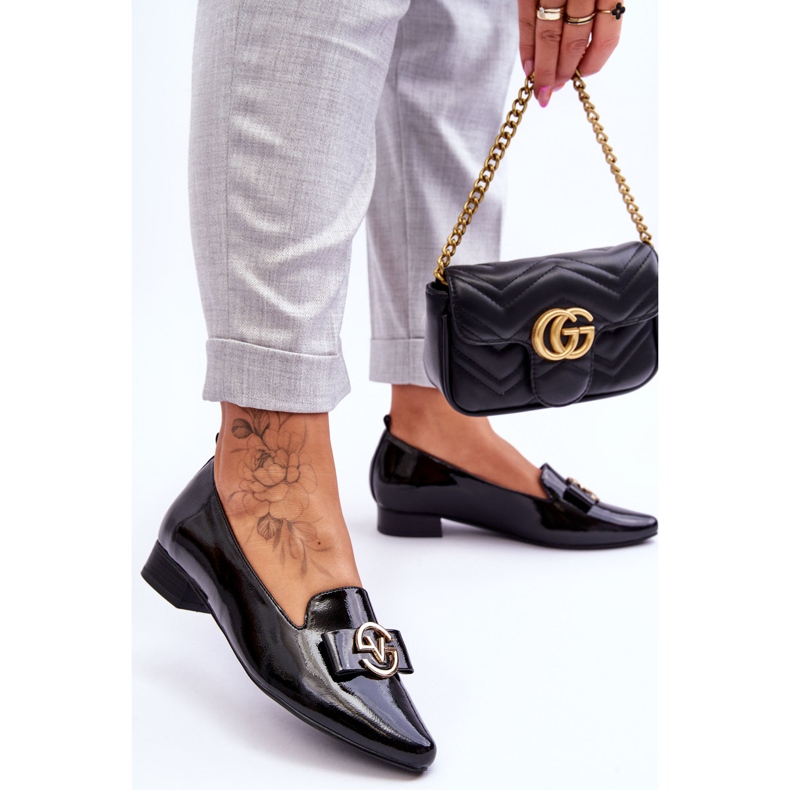 Vinceza Lakierowane Mokasyny Na Niskim Obcasie Czarne Asselia 2