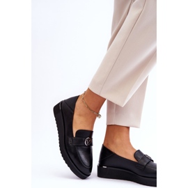 Vinceza Damskie Skórzane Mokasyny Na Niskim Koturnie Czarne Synthia 2