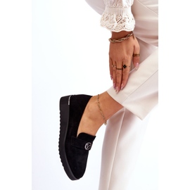 Vinceza Damskie Zamszowe Mokasyny Na Niskim Koturnie Czarne Synthia 2