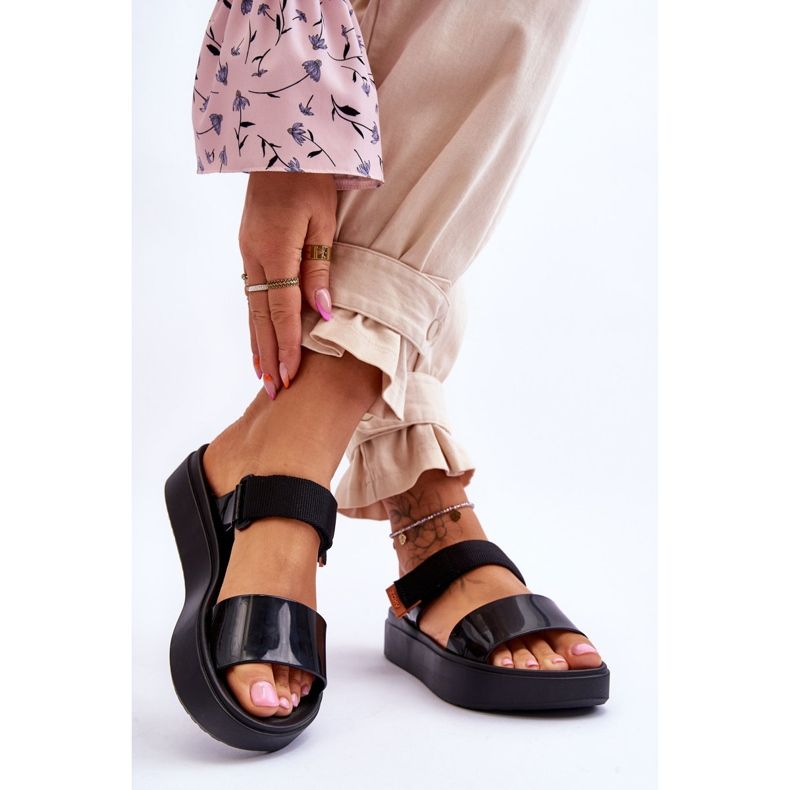 Wegańskie Sandały Na Rzep ZAXY HH285282 Czarne 2