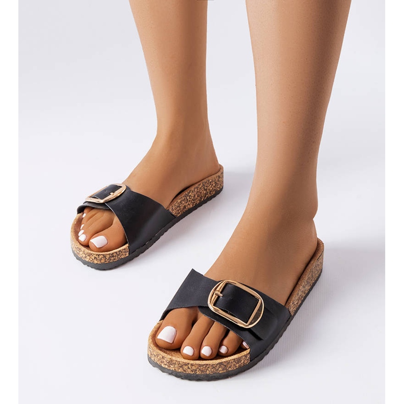 BM Czarne klapki z klamerką Benoit 1