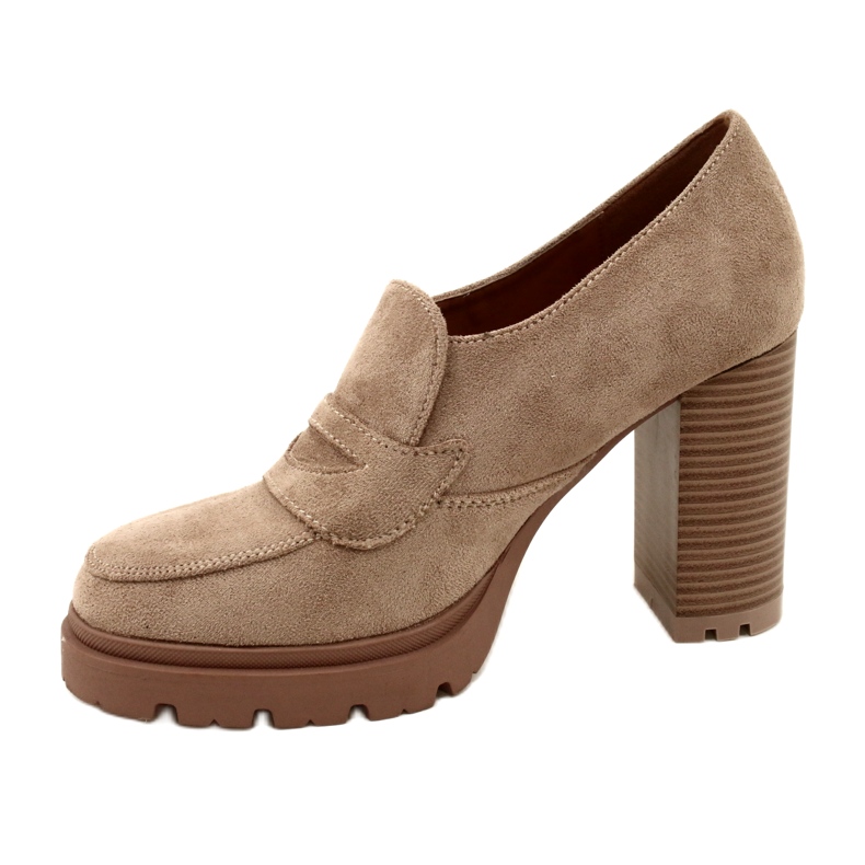 Evento Modne Mokasyny Na Platformie I Słupku Beżowe beżowy 2