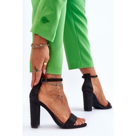 Damskie Sandały Na Obcasie Z Cyrkoniami Czarne Idealistic 2