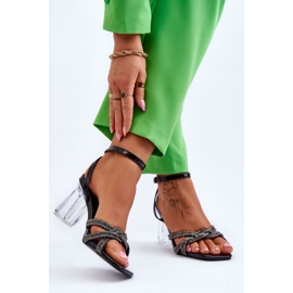 S.Barski Sandały Na Transparentnym Słupku Czarne Randy 2