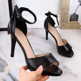 Sandały szpilki lakierowane czarne Potocki YQ21037 4