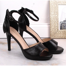 Sandały szpilki lakierowane czarne Potocki YQ21037 5