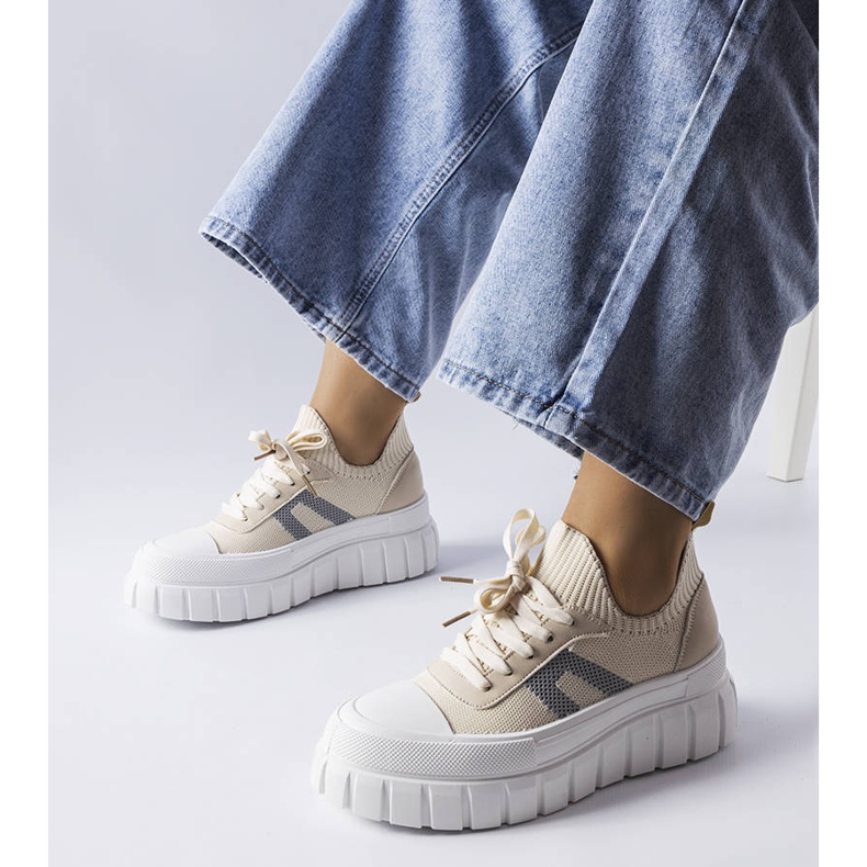 Beżowe trampki na platformie Charpentier beżowy 1