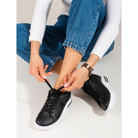 Białe sneakersy z ukrytą koturną Shelovet czarne 1