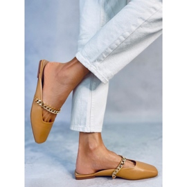 Seastar Klapki z łańcuszkiem Chiara Camel beżowy 2