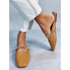 Seastar Klapki z łańcuszkiem Chiara Camel beżowy 1