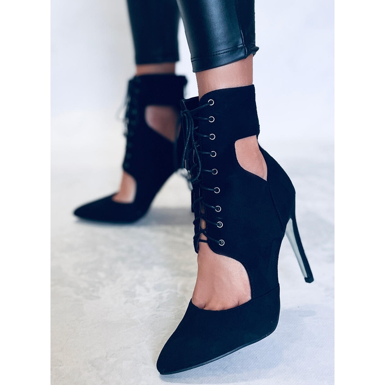 Botki wycięte na szpilce Demi Nero czarne 2