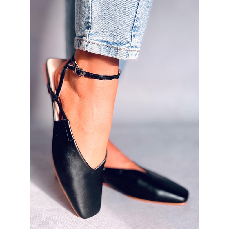 BM Baleriny z odkrytą piętą Gianna Black czarne 1