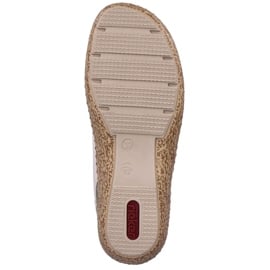 Skórzane komfortowe sandały ażurowe beżowe Rieker 44861-60 beżowy 7