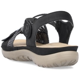 Komfortowe sandały damskie na rzepy czarne Rieker 64889-00 9