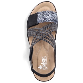 Komfortowe sandały damskie na rzepy czarne Rieker 64889-00 10