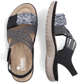 Komfortowe sandały damskie na rzepy czarne Rieker 64889-00 13