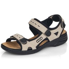 Komfortowe sandały damskie sportowe na rzepy beżowe Rieker 64582-60 beżowy 6