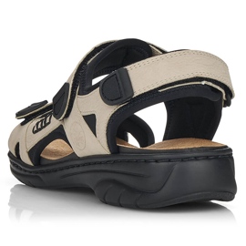 Komfortowe sandały damskie sportowe na rzepy beżowe Rieker 64582-60 beżowy 7