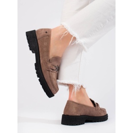 W. Potocki Zamszowe mokasyny damskie Potocki ciemnobeżowy 2