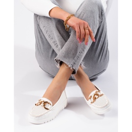 W. Potocki Mokasyny na grubej podeszwie z łańcuchem Potocki białe 2