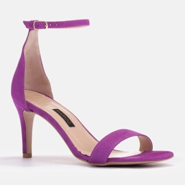 Marco Shoes Eleganckie sandały z naturalnego zamszu fioletowe 2