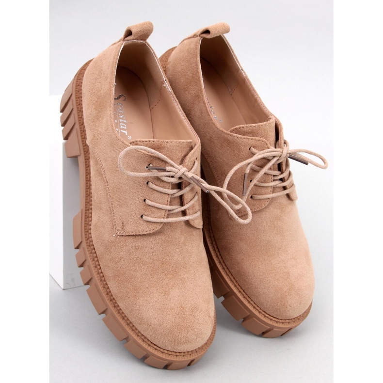 BM Mokasyny na platformie zamszowe Amparo Khaki beżowy 2