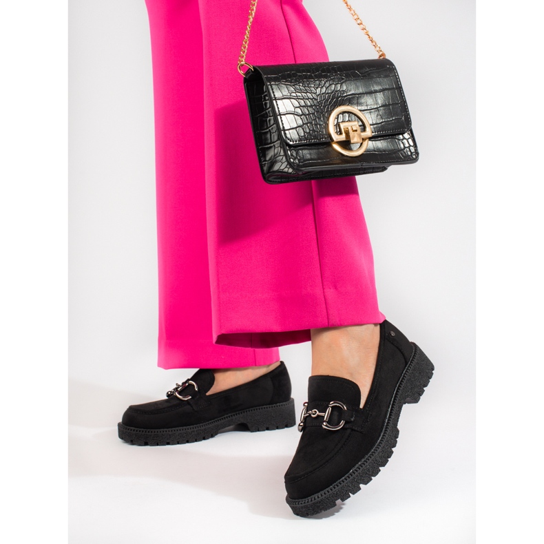 W. Potocki Zamszowe czarne mokasyny Potocki 1