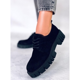 PA1 Mokasyny na platformie zamszowe Amparo Black czarne 1