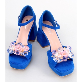 Sandałki na szerokim obcasie z kamieniami Mirella Blue niebieskie 1