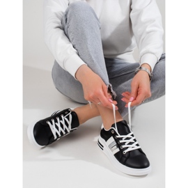 Sportowe buty damskie sneakersy czarno-białe Shelovet czarne 1