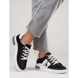Sportowe buty damskie sneakersy czarno-białe Shelovet czarne 2