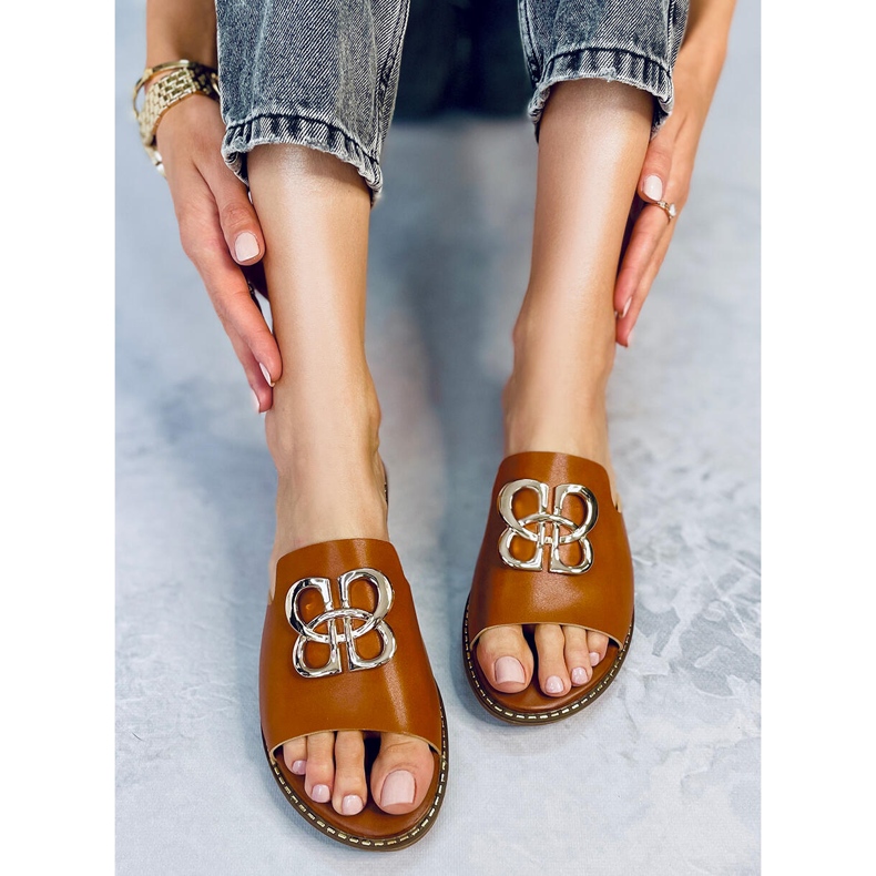 Klapki damskie Ebony Camel brązowe 1