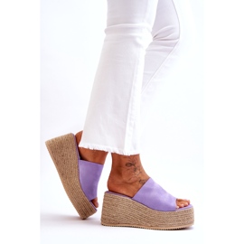 STEPHAN Damskie Klapki Na Koturnie I Platformie Fioletowe Ysabel 2