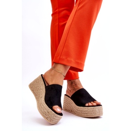 FS1 Damskie Klapki Na Koturnie I Platformie Czarne Ysabel 3