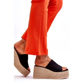 FS1 Damskie Klapki Na Koturnie I Platformie Czarne Ysabel 4