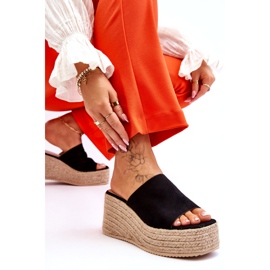 FS1 Damskie Klapki Na Koturnie I Platformie Czarne Ysabel 5