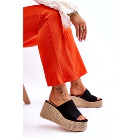 FS1 Damskie Klapki Na Koturnie I Platformie Czarne Ysabel 6